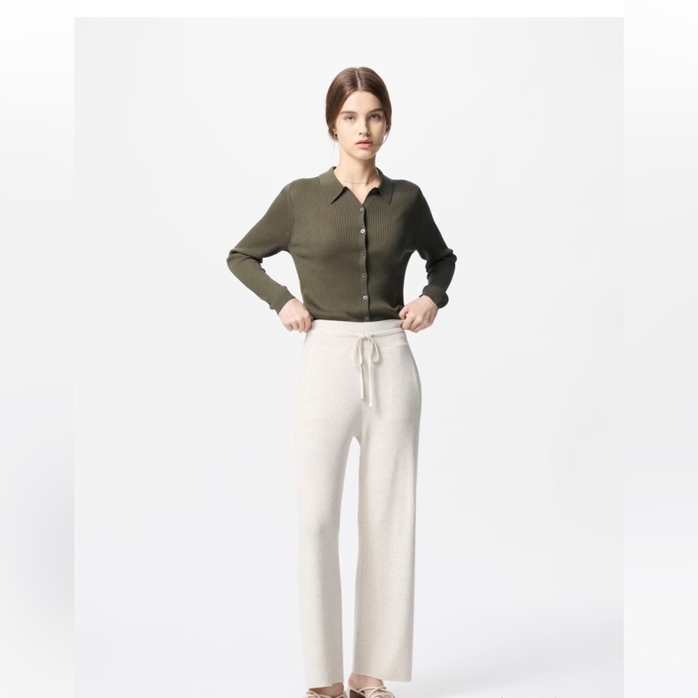 Uniqlo Washable Knit Ribbed High Waisted Pant Size L